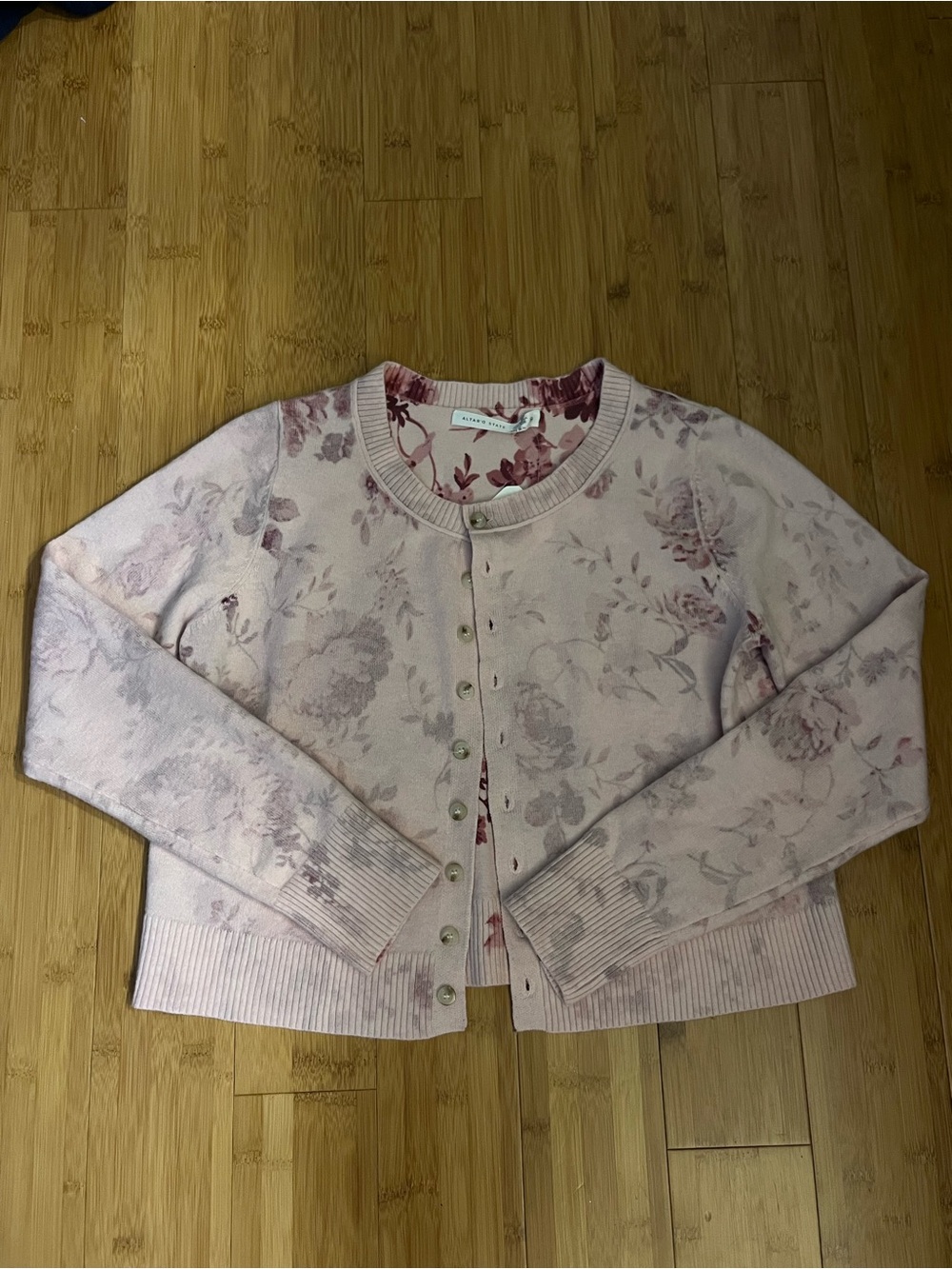 Altar’d State Pink Floral Button Up Sweater